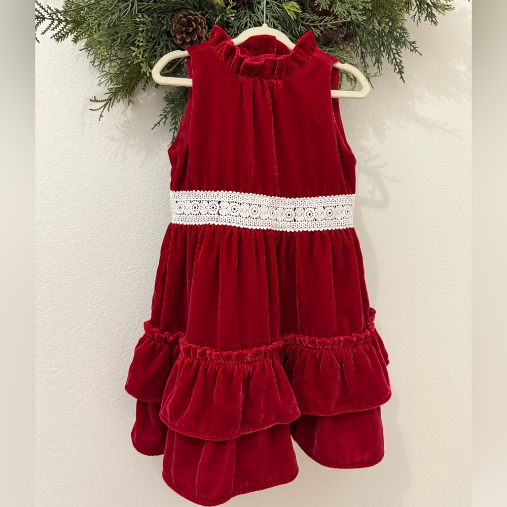 Janie and Jack Red Velvet Dress Size 3T